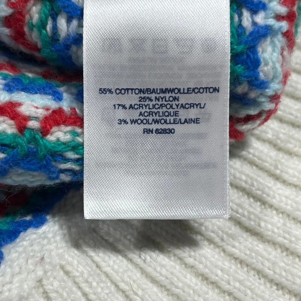 Lands End Fair Isle Crew Neck Sweater Cotton Wool Blend Women XL Multi Color Ski - Picture 8 of 9